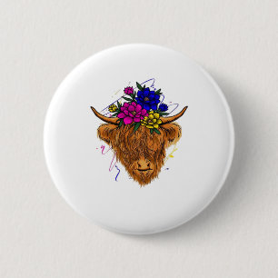 Scottish Highland Koe Cattle Koe Whisperer Farming Ronde Button 5,7 Cm