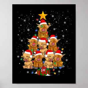 Scottish Highland Koe kerstboom Funny Koe Lov Poster