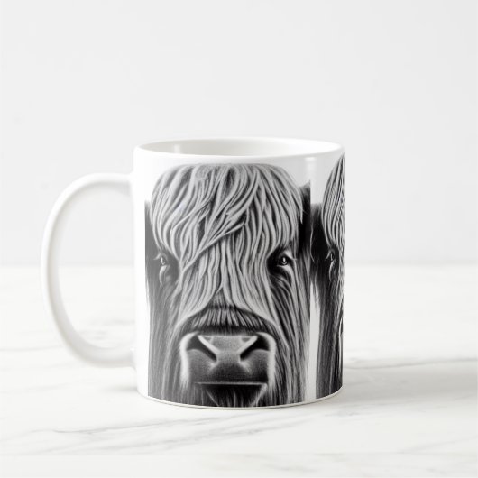 Scottish Highland Koe Print Coffee Mok (Links)