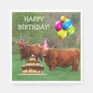 Scottish Highland Steer Birthday Paper Napkin Servet