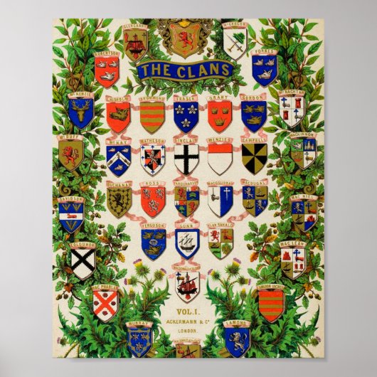 Scottish Highlander Clan Coat of Arms Shields Poster (Voorkant)