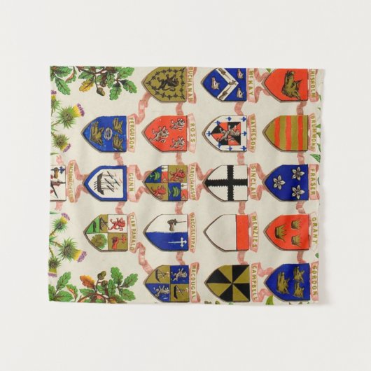 Scottish Highlander Clan Coat of Arms Shields Wandkleed (Voorkant (horizontaal))