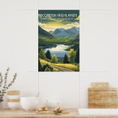 Scottish Highlands UK Mountains Landscape Travel Poster (Keuken)