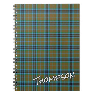 Scottish Honor Clan Thompson Blue Brown Tartan Notitieboek