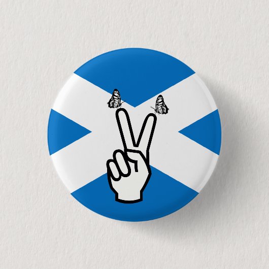 Scottish Independence Flag Peace Sign Button (Voorkant)