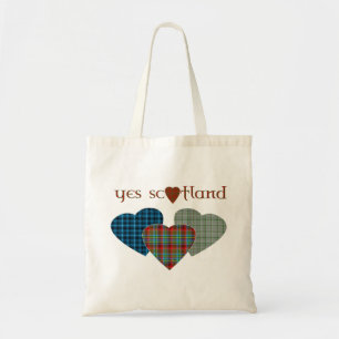 Scottish Independence Tartan Love Hearts Canvas ta Tote Bag