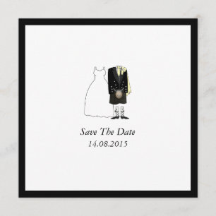 Scottish Kilt Bride & Groom Save the Date - yellow