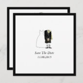 Scottish Kilt Bride & Groom Save the Date - yellow (Voorkant / Achterkant)