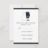 Scottish Kilt Bride & Groom Wedding RSVP - Blue (Achterkant)
