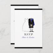 Scottish Kilt Bride & Groom Wedding RSVP - Blue (Voorkant / Achterkant)