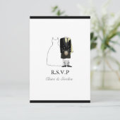 Scottish Kilt Bride & Groom Wedding RSVP - geel (Staand voorkant)