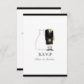 Scottish Kilt Bride & Groom Wedding RSVP - geel (Voorkant / Achterkant)