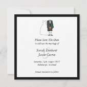 Scottish Kilt Bride & Groom Wedding Save the Date (Achterkant)