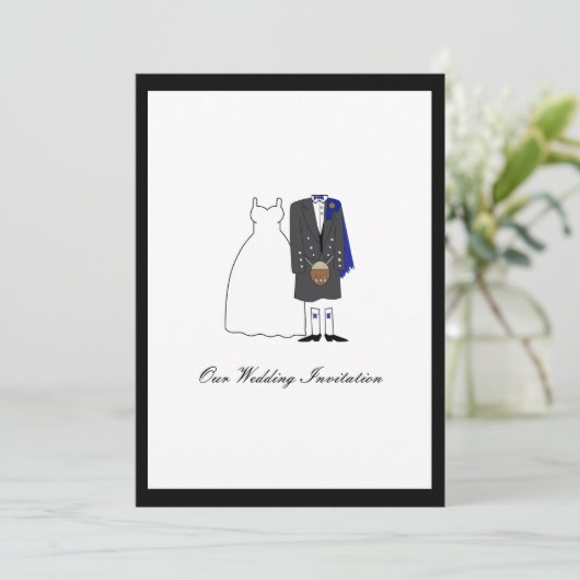 Scottish Kilt Faire-part de mariage - Bleu (Debout devant)