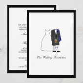Scottish Kilt Wedding Invitation - Blue Kaart (Voorkant / Achterkant)