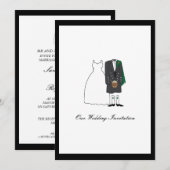 Scottish Kilt Wedding Invitation - Green Kaart (Voorkant / Achterkant)