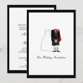 Scottish Kilt Wedding Invitation - Red Kaart (Voorkant / Achterkant)