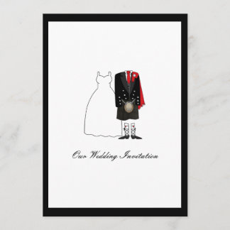 Scottish Kilt Wedding Invitation - Red Kaart