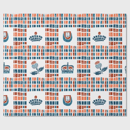 Scottish Linocut Pattern Cadeaupapier (Vlak)