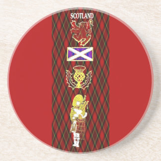 Scottish Lion, Thistle, Flag en Piper op Red Tarta Zandsteen Onderzetter