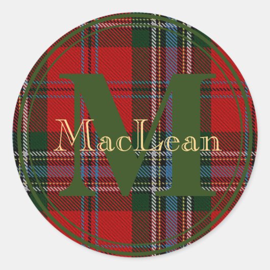 Scottish MacLean Tartan Monogram Gold Name Sticker (Voorkant)
