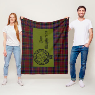 Scottish Macpherson Crest Badge en Tartan Fleece Deken