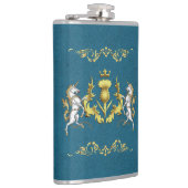 Scottish Personalized Gold Thistle Blue Heupfles (Rechts)