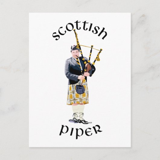 Scottish Piper - Tan Kilt Briefkaart (Voorkant)