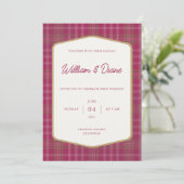 Scottish Primrose Tartan Invitation Kaart (Staand voorkant)