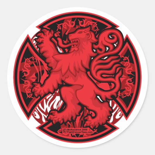 Scottish Red Lion Cross Ronde Sticker (Voorkant)