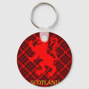Scottish Red Lion Rampant op Tartan Sleutelhanger