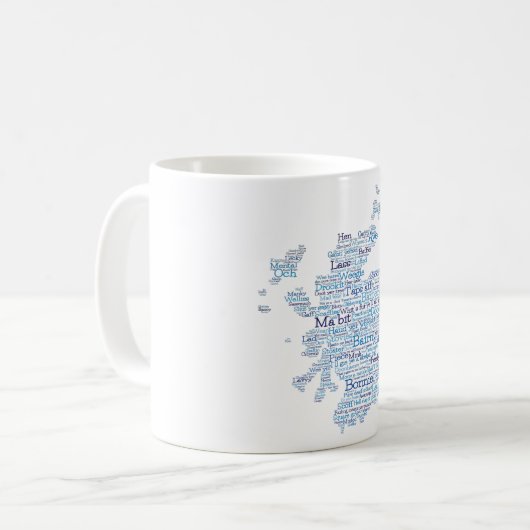Scottish Slang Word Map Coffee Mok (Voorkant links)
