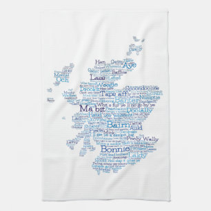 Scottish Slang Word Map Kitchen Towel Theedoek