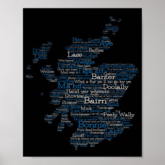 Scottish Slang Word Map Poster (Voorkant)
