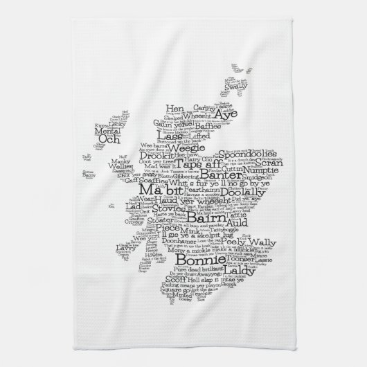 Scottish Slang Word Map Serviette de cuisine (Vertical)