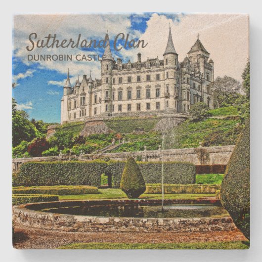 Scottish Sutherland Clan's Dunrobin Castle Stenen Onderzetter (Voorkant)