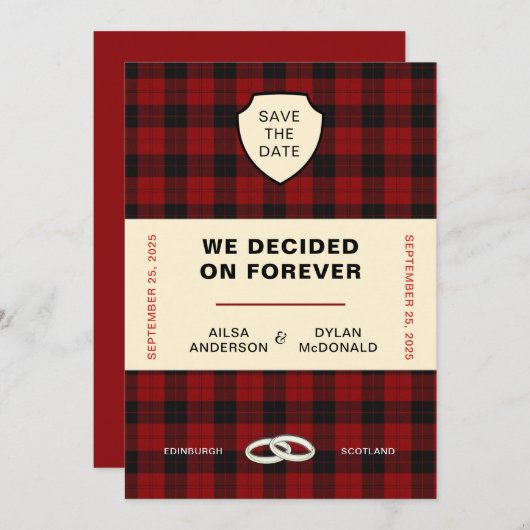 SCOTTISH TARTAN BOOK HOESJE | BEWAREN VAN DE DATUM KAART (Voorkant / Achterkant)