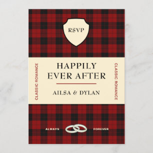SCOTTISH TARTAN BOOK HOESJE   WEDDING RSVP KAART