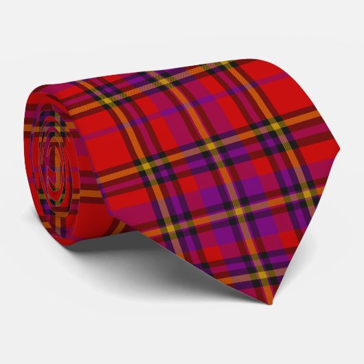 Scottish Tartan Check Stropdas Red Paars (Opgerold)