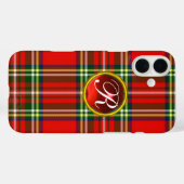 SCOTTISH TARTAN EN RODE RUBY GEMSTONE MONOGRAM Case-Mate iPhone CASE (Achterkant (horizontaal))