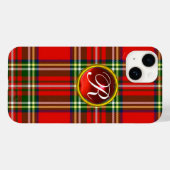 SCOTTISH TARTAN EN RODE RUBY GEMSTONE MONOGRAM Case-Mate iPhone CASE (Achterkant (horizontaal))