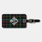 Scottish Tartan Monogram Gift - Green Red Black Bagagelabel (Voorkant horizontaal)
