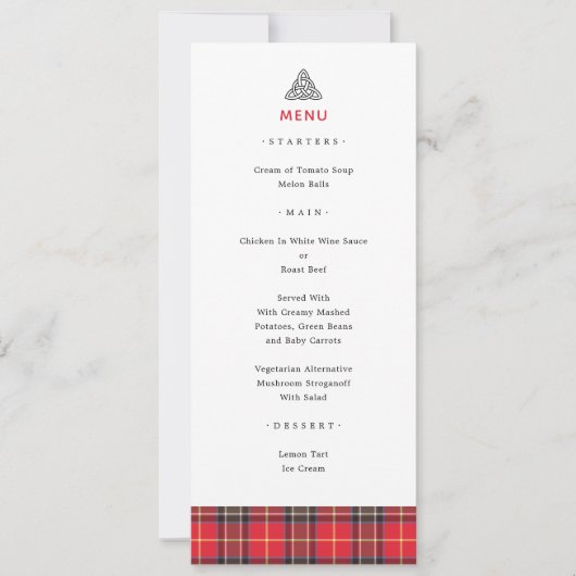Scottish Tartan Pset Celtic Knot Wedding Menu (Voorkant)