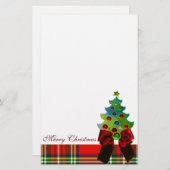 SCOTTISH TARTAN, RED BOW EN CHRISTMAS TREE BRIEFPAPIER (Voorkant / Achterkant)