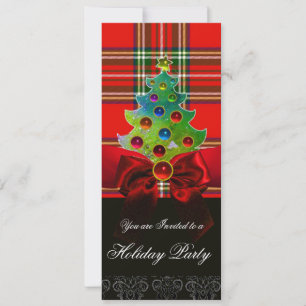 SCOTTISH TARTAN, RED BOW EN CHRISTMAS TREE KAART