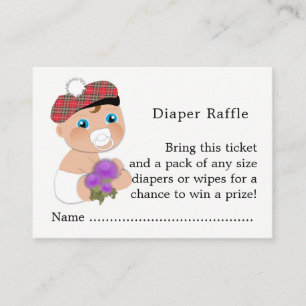 Scottish Tartan Thistle Baby shower Luier Raffle Informatiekaartje