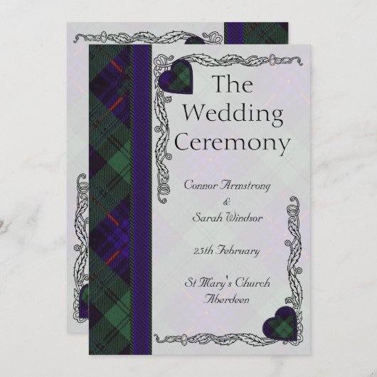 Scottish Tartan Wedding Programme - Armstrong Programma (Voorkant / Achterkant)
