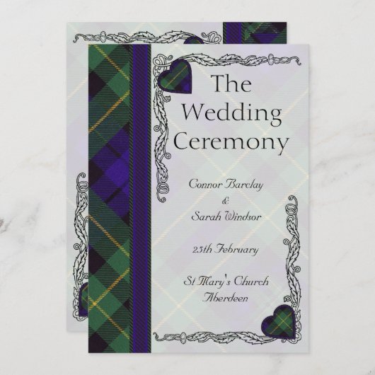 Scottish Tartan Wedding Programme - Barclay Programma (Voorkant / Achterkant)