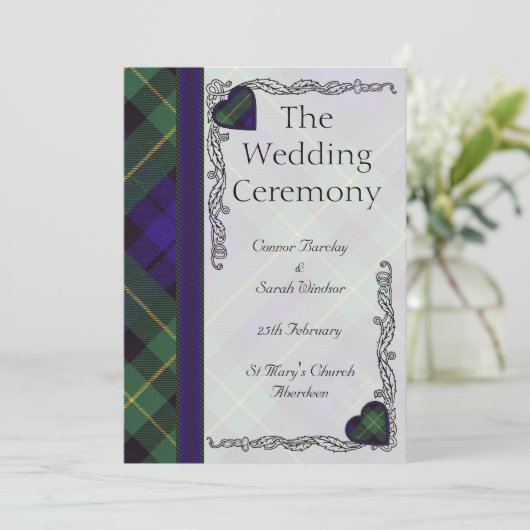 Scottish Tartan Wedding Programme - Barclay Programma (Staand voorkant)