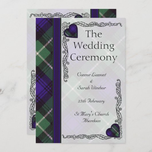 Scottish Tartan Wedding Programme - Lamont Programma (Voorkant / Achterkant)